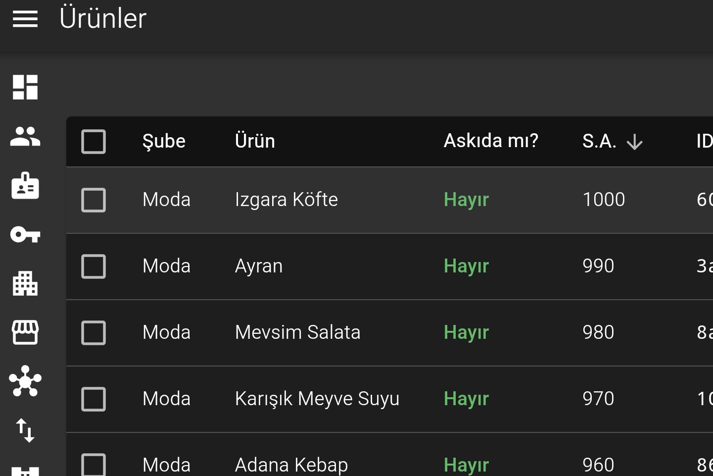 Emadmin içe aktarım ekran görüntüsü: kaynak dosya alanlarının hedef menü alanlarına eşlendiği transformasyon profili